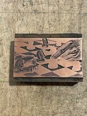 Printing Letterpress Print Block Vintage Copper Hands Playing Chess (3571)