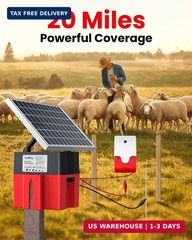 Solar-Powered Electric Fence Charger with Alarm,1.2 Joule Output, Up to 20 Miles
