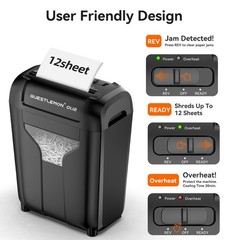 QUIETLEMON 12Sheet Commercial Office Shredder Paper Destroy Strip-Cut Heavy-duty