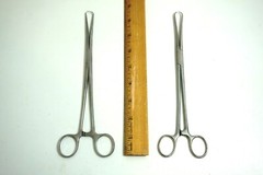 LOT OF 2 HASLAM STAINLESS FORCEPS 8.75″ LONG WITH POINTED ENDS MADE IN USA
