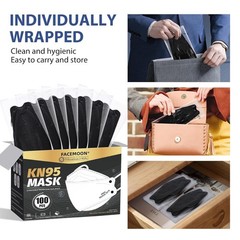 KN95 Face Mask Disposable Adults – 100 Pack 5 Layer Protection Adjustable KN95
