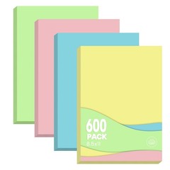 Colored Copy Paper 8.5×11 Inches, 600Sheets Letter Size Pastel Colored Paper …