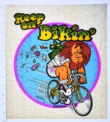 Original VINTAGE 1970s Heat Transfer | Keep On Bikin’ Cartoon – Roach ’73
