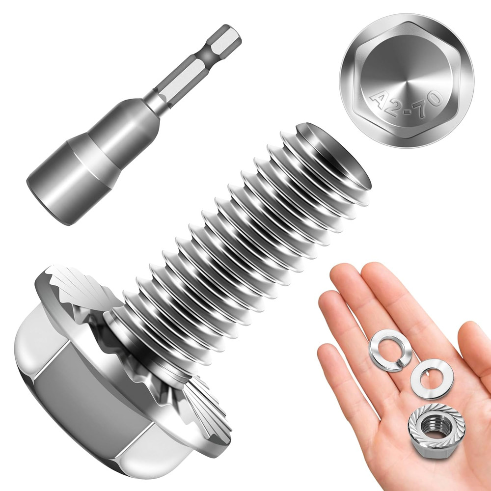 M10 x 25mm (10 Sets) M10x1.5 Bolt Flanged Hex Head Nuts and Bolts,Flange Hexa…