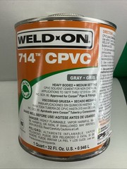 Weld On 714 CPVC Heavy Bodied Medium Setting HD Cement 1 Quart Gray Exp 10/2027