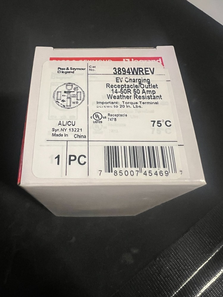 Legrand 3894WREV EV Receptacle Charging Outlet 14-50R 50A Weather Resistant NEW