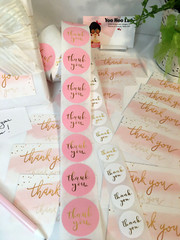 150 pcs Thank You Business Cards 3.5×2″, Thank You Stickers, Pink Gold