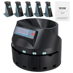 VEVOR USD Coin Sorter Coin Counter Wrapper and Roller 300 Coins/min LCD Display