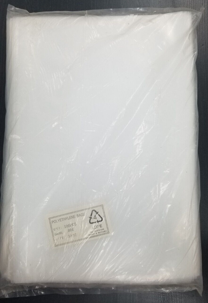 8 X 12 Clear Poly Bags 4 mil Flat Open Top Industrial Plastic LDPE 100pcs