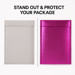 Metallic Pink Poly Bubble Mailers Envelopes 6.5″ x 10″ (Inner Size 6.5″ x 9″)