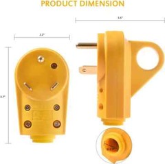 30 Amp RV Plug Male and Female Plug Set Yellow Camper Plug Electrical 125V