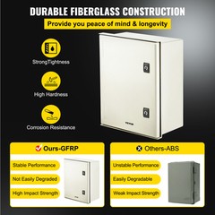 VEVOR 16x12x8″ Fiberglass Electrical Enclosure IP65 Wall Mount Junction Box