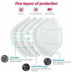 10/30/50/100 Pcs White KN95 Protective 5 Layer Face Mask Disposable Respirator