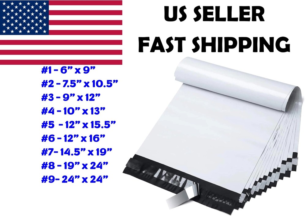 Pick Size Poly Mailers Shipping Envelopes Self Sealing Plastic Mailing Bags