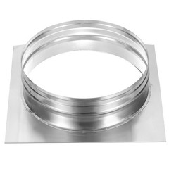 10″ Duct Connector Flange, Dryer Vent Wall Plate Square to Round Straight Silver