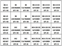 1,260 piece Metric Class 10.9 Nut Bolt & Washer Assortment (Hardware Only)