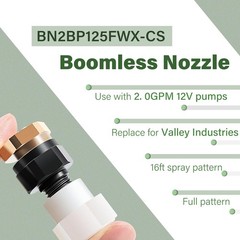 BN2BP125FWX-CS Full Pattern 16ft Broadcast Spray Boomless Nozzle for 2GPM Pump