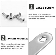 4 Pcs 6.1 Inch Stainless Steel Straight Brackets, Silver Flat Straight Brace Met