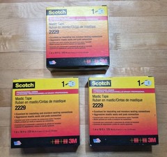 (3) 3M 2229-1X10ft Mastic Tape, 125 Mil, 1″ X 10 Ft., Black. 3 Boxes Total