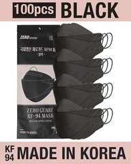 100PC Bulk Unisex Adult KF94 Disposable Mask Made In Korea – Black Zero Guard