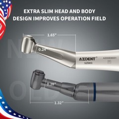 AZDENT Dental 1:1 Direct Drive Slow Speed Contra Angle Handpiece Push Button