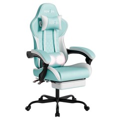 Gaming Chair PVC Leather Featuring High-Back Massage Function and Footrest