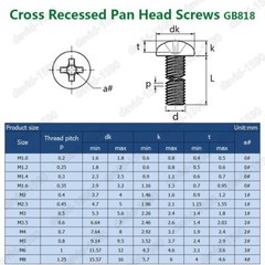 M1 M1.2 M1.4 M1.6 M1.7 M2 Black Steel Phillips Pan Head Small mini Screws Bolts