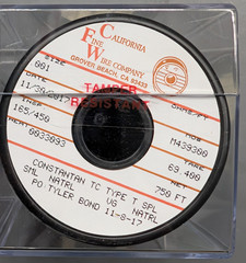 California Fine Wire Constantan Type T Thermocouple 0.001″ 750ft