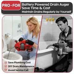 Pro-For 20V Cordless Electric Drain Auger 25Ft Auto-Feed Drain Snake