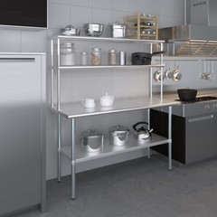 12 in. x 60 in. AmGood Stainless Steel Double Deck Over Shelf