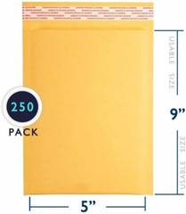 250 PC #00 5×10 Kraft Bubble Envelopes Yellow Padded Shipping Self Seal Mailers