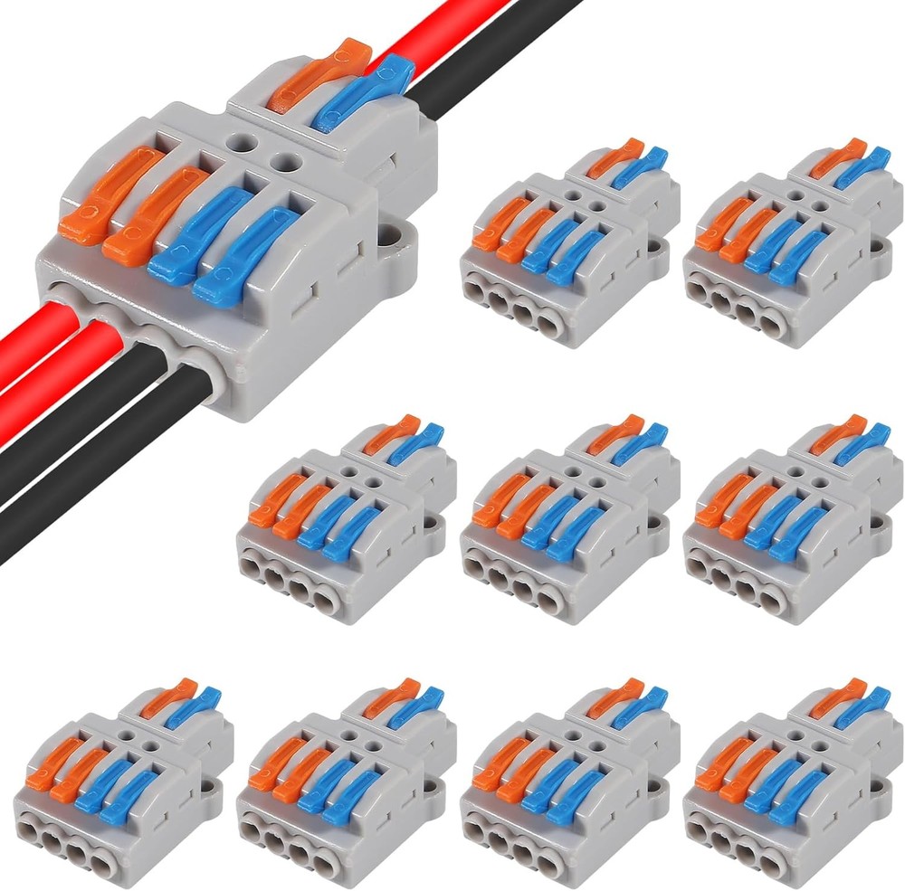 10 Pcs Lever Wire Connectors, Quick Wiring Cable Connector Push in Conductor
