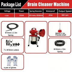 Commercial 100ft 5/8” Sewer Snake Drain Auger Cleaner Cleaning Machine Plumbing
