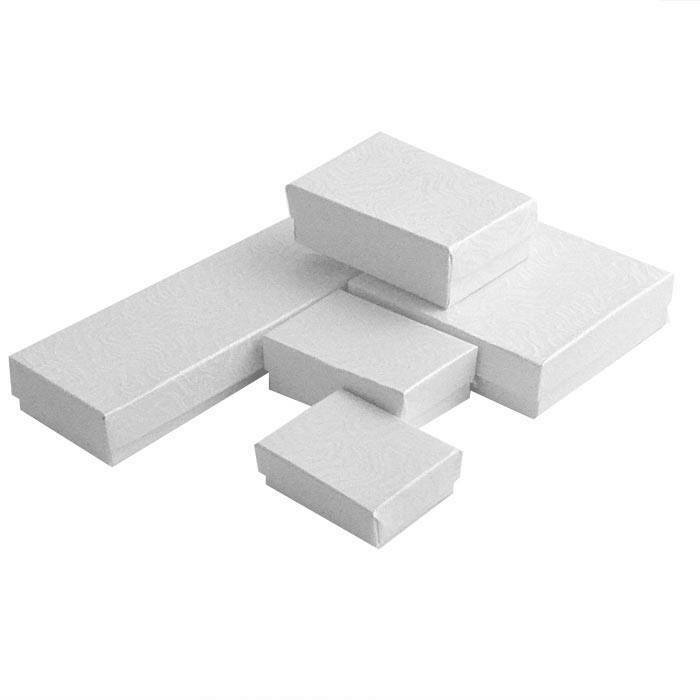 100 White Swirl Assortment Sized Cotton Filled Jewelry Gift Boxes ~ 5 Sizes