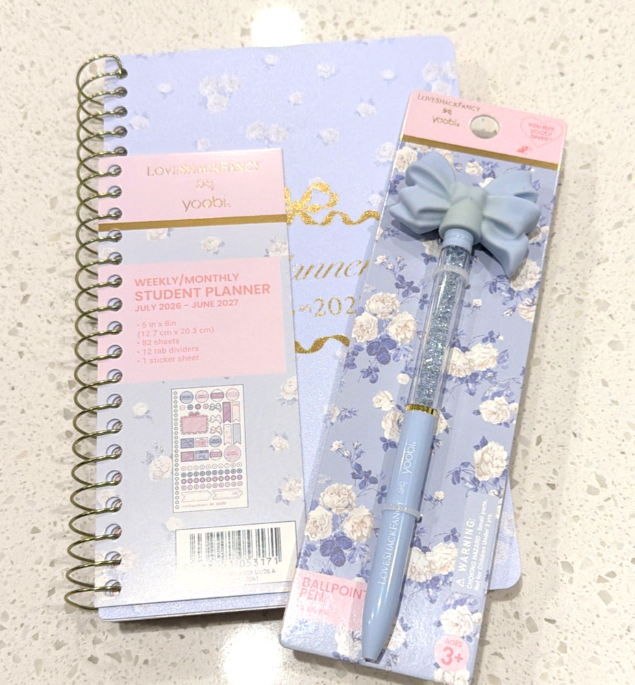 LoveShackFancy x Target Yoobi 2026-2027 Weekly/Monthly Planner with Matching Pen