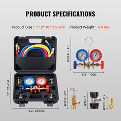 VEVOR AC Manifold Gauge Set 3-Way Fit R134A R22 R12 R502 Refrigeration Charging