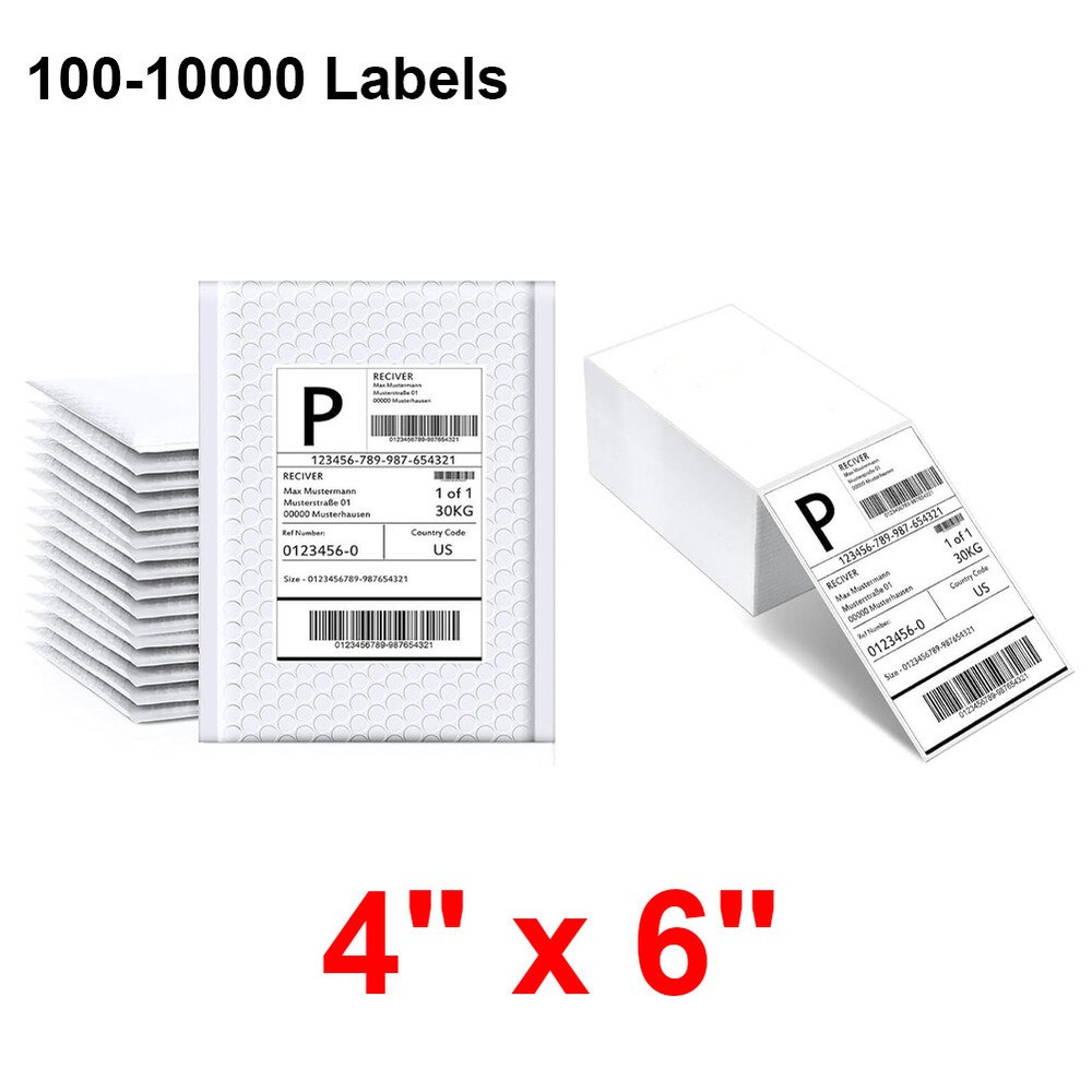 100-10000 Commercial 4″ x 6″ FanFold Direct Thermal Shipping Labels Perforated