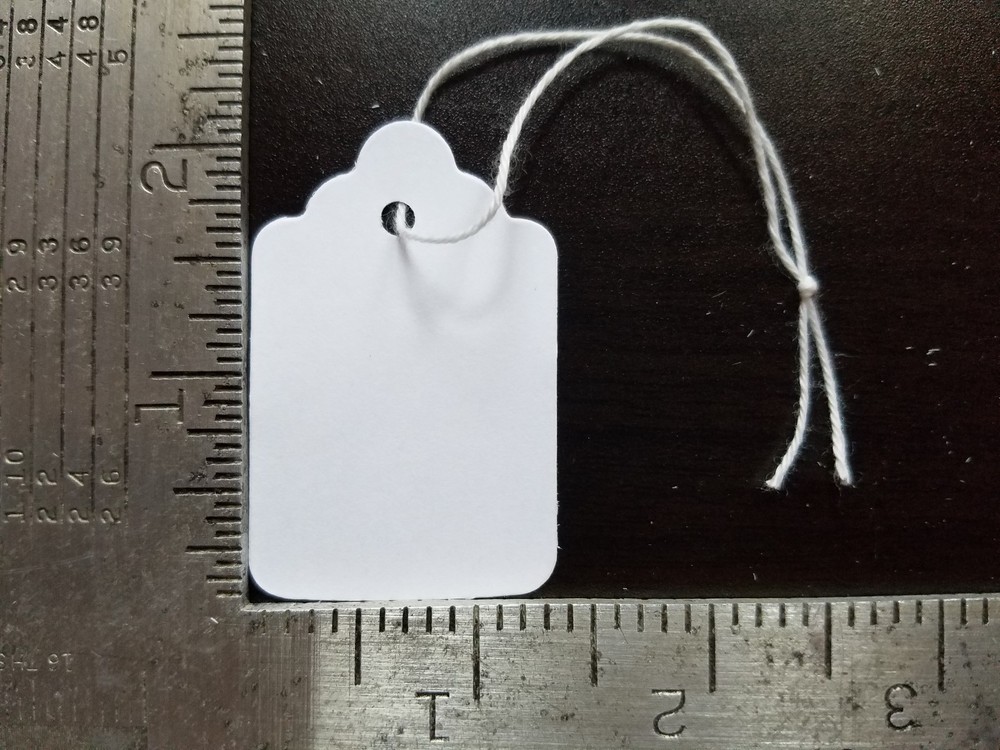 1000 Blank White Merchandise Price Tags with Strings Size #7 Retail Strung Label