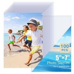 5×7 Soft Sheet Protectors 100 Pack, Clear Top Loading Photo inches, 5×7″