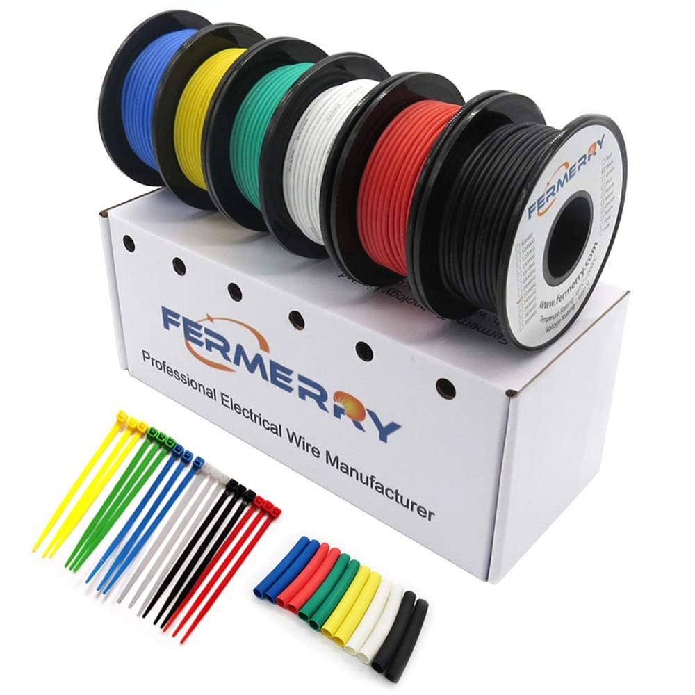 28 AWG Silicone Stranded Wire Kit, 30ft 6 Colors Flexible Tinned Copper Hook-Up