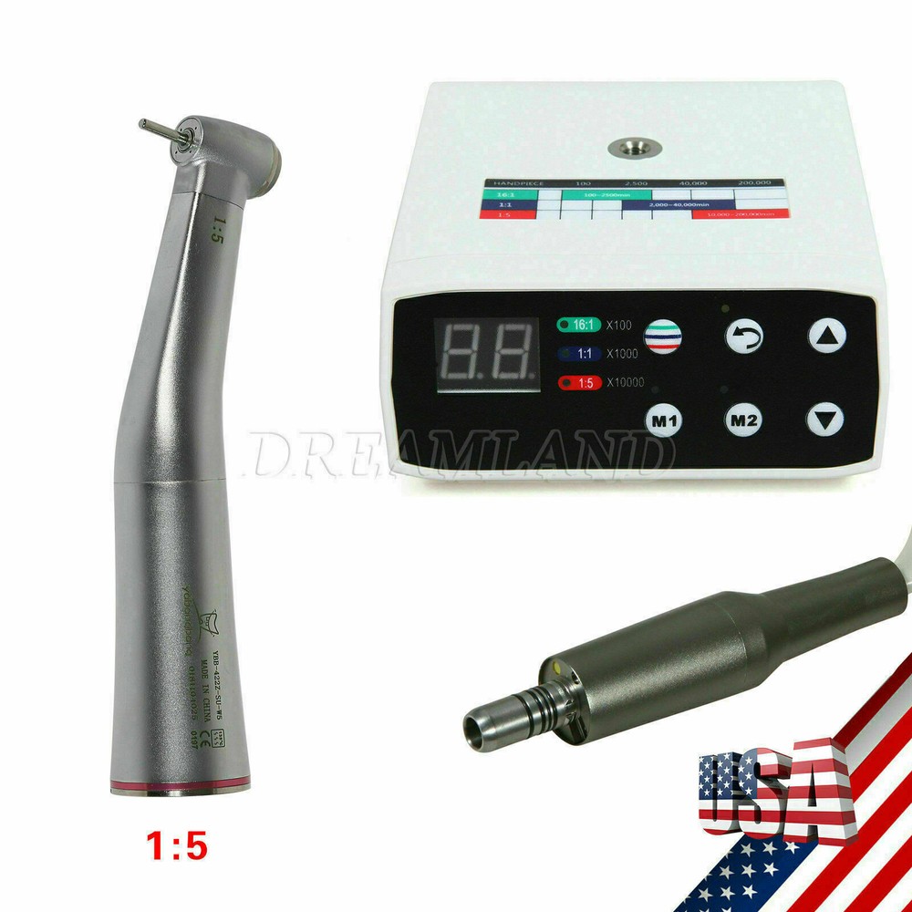 Dental Brushless LED Electric Micro Motor 1:5/1:1 Increasing Handpiece UPS