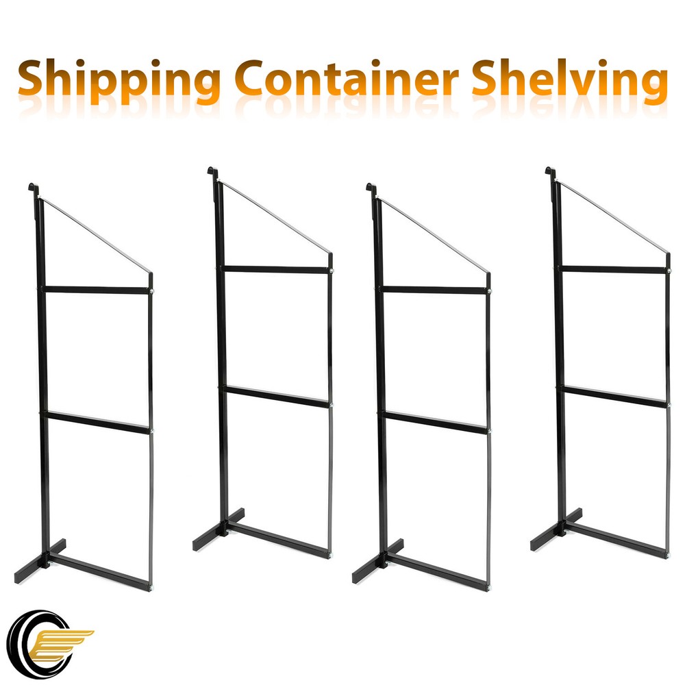 4 Pack Black Cargo Shipping Container Shelving Shelf Brackets Universal Fitment