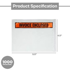 4.5″ x 5.5″ Invoiced Enclosed Envelopes Panel Face Back Side Loading 1000 Pcs