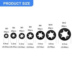 340pc Internal Tooth Star Lock Spring Quick Washer Push On Speed Nut Assortment