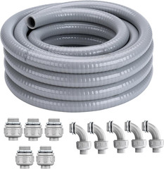 1 Inch 100 FT Liquid-Tight Conduit and Connector Kit Non Metallic Flexible Condu