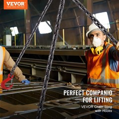 VEVOR 3/8″ x 10′ Chain Sling 4 Legs G80 Lifting Chain with Grab Hooks 18400 lbs