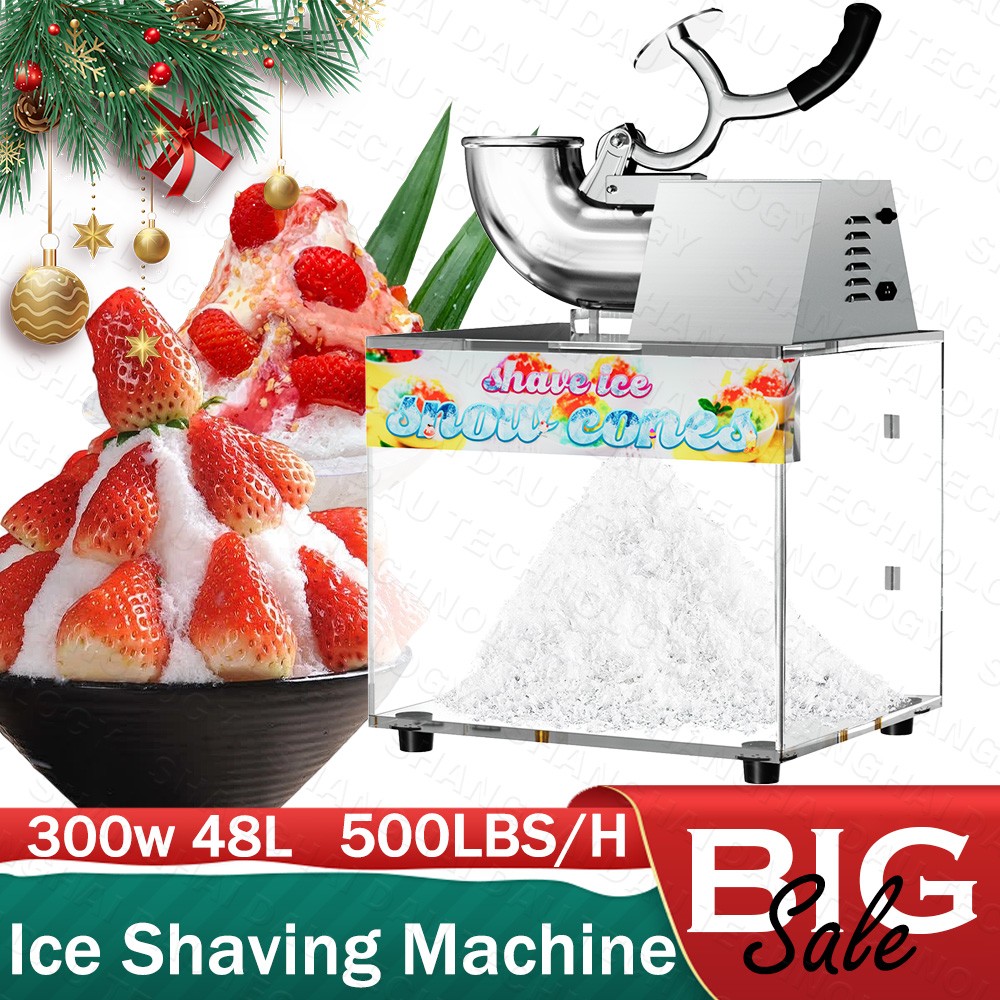 Commercial Ice Shaving Machine 500LBS/H,300W Electric Snow Cone Maker Shaved Ice