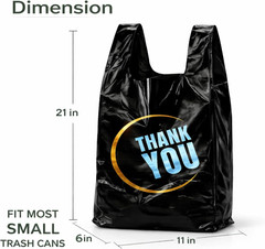 100 Count Plastic Bags with Handle for Retail Shopping & Supermarket Use Black
