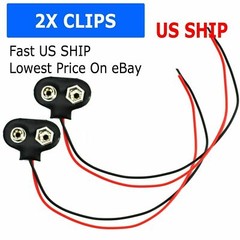 New Pack of 2x 9V Battery Connector Snap Clip Wire Connector Lead Holder T Type