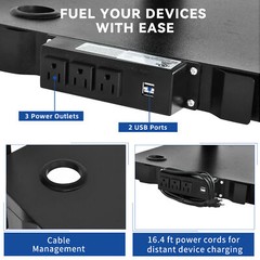 41” 3-layers Media Laptop Computer AV Cart Tabel w/ Power Strip Office Room